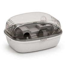 Transparent hamsterbur med löphjul och tillbehör