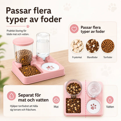 Automatisk foderautomat og vanddispenser til kat og hund