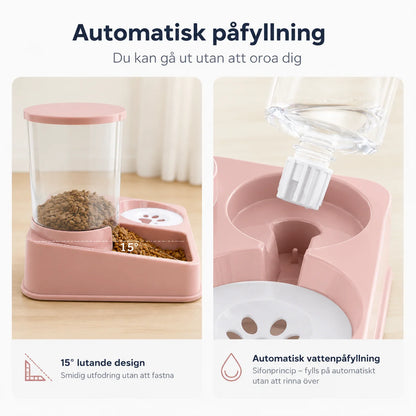 Automatisk foderautomat og vanddispenser til kat og hund