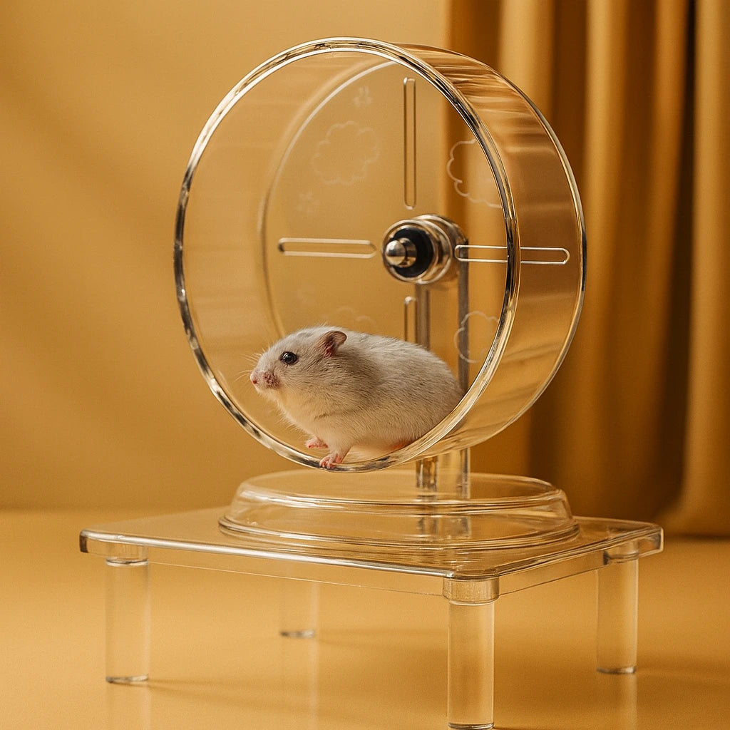 Stille hamsterhjul i gennemsigtigt design