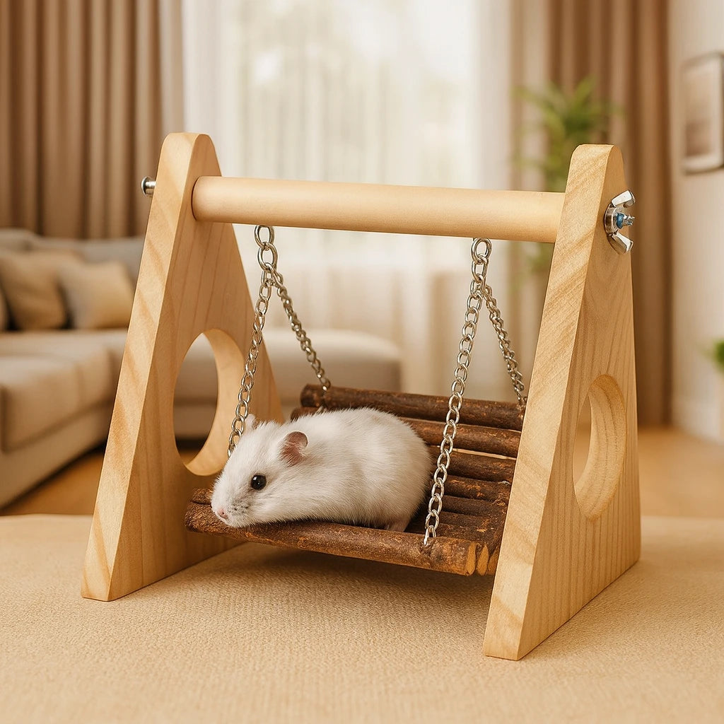 Hængegynge i træ til hamstere og små dyr