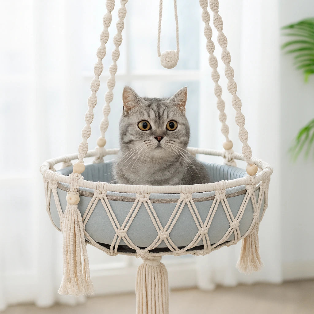 Hængende bomuldsgynge til katte