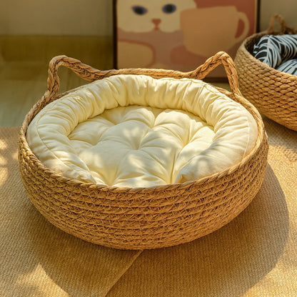 Håndvævet katteseng i naturlige materialer