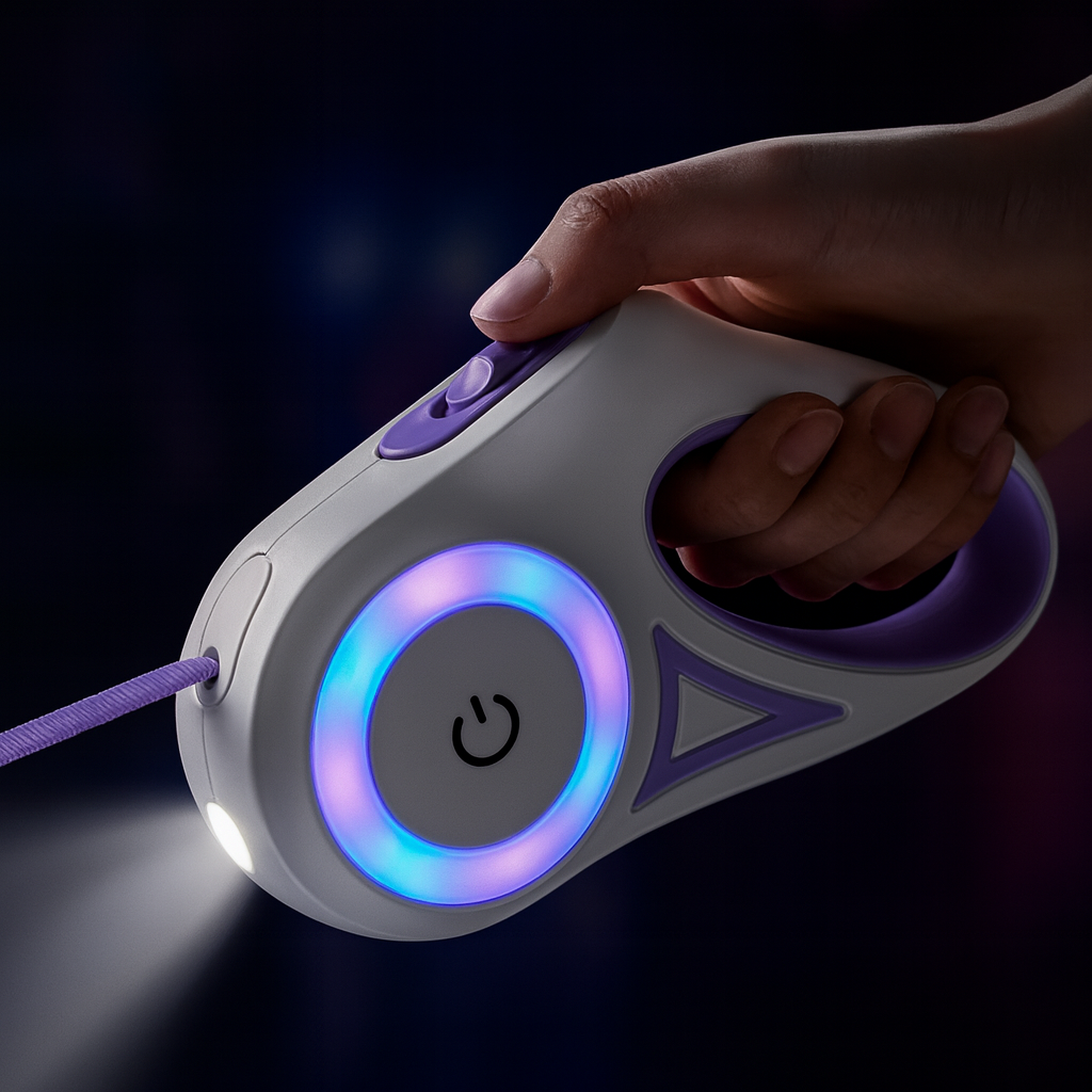 Automatisk LED-hundesnor med lommelygte 5 m