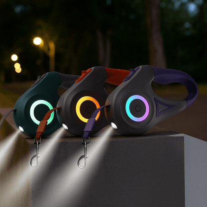 Automatisk LED-hundesnor med lommelygte 5 m