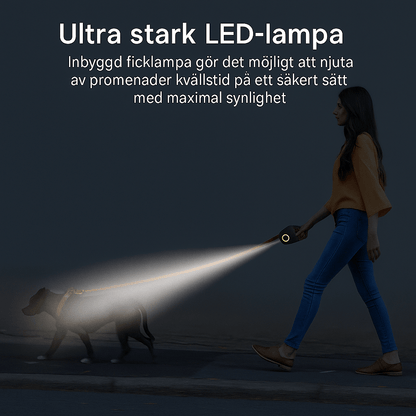 Automatisk LED-hundesnor med lommelygte 5 m