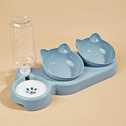 3-i-1 kattemadskål med vanddispenser