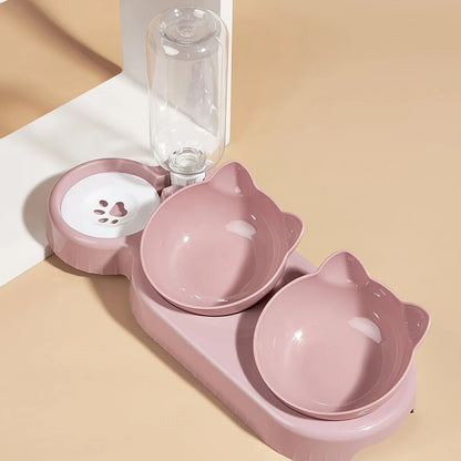 3-i-1 kattemadskål med vanddispenser