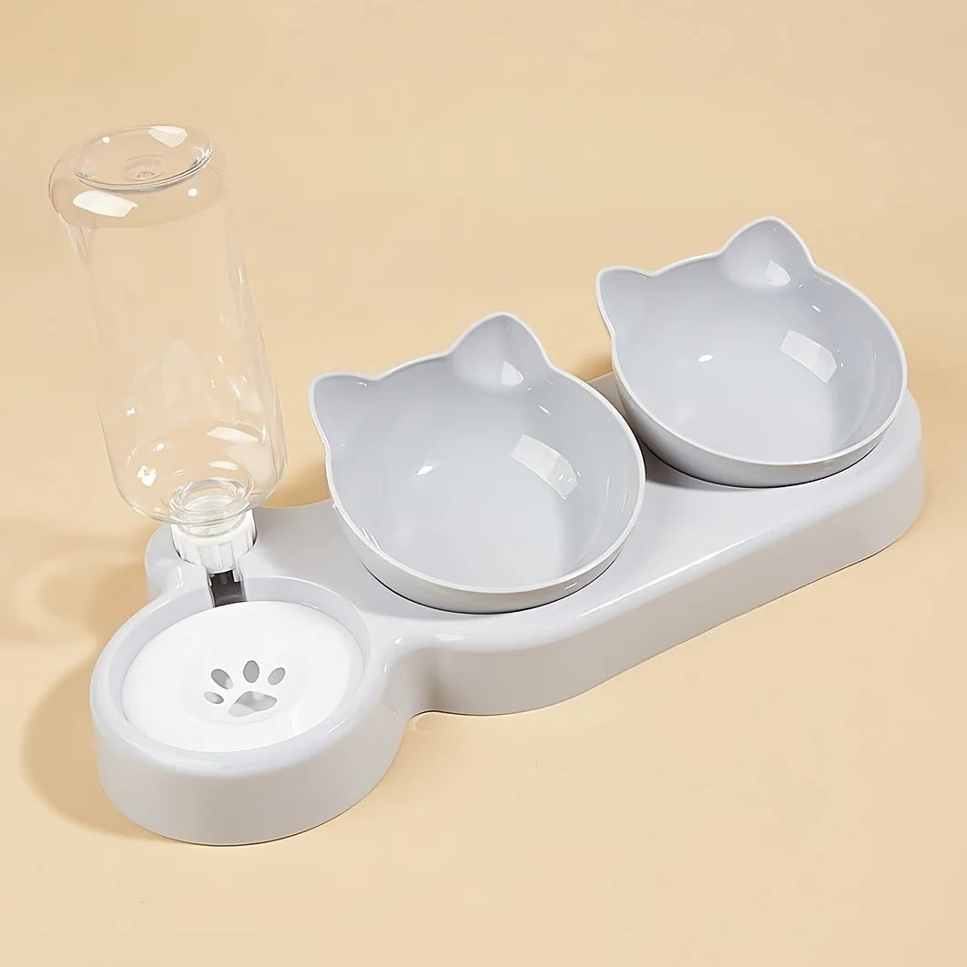 3-i-1 kattemadskål med vanddispenser