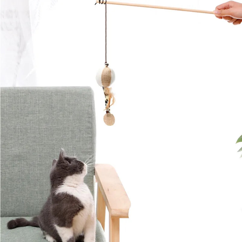 Interaktiv kattevippe med fjer
