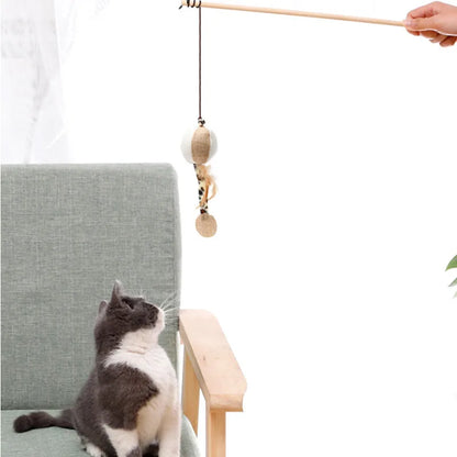 Interaktiv kattevippe med fjer