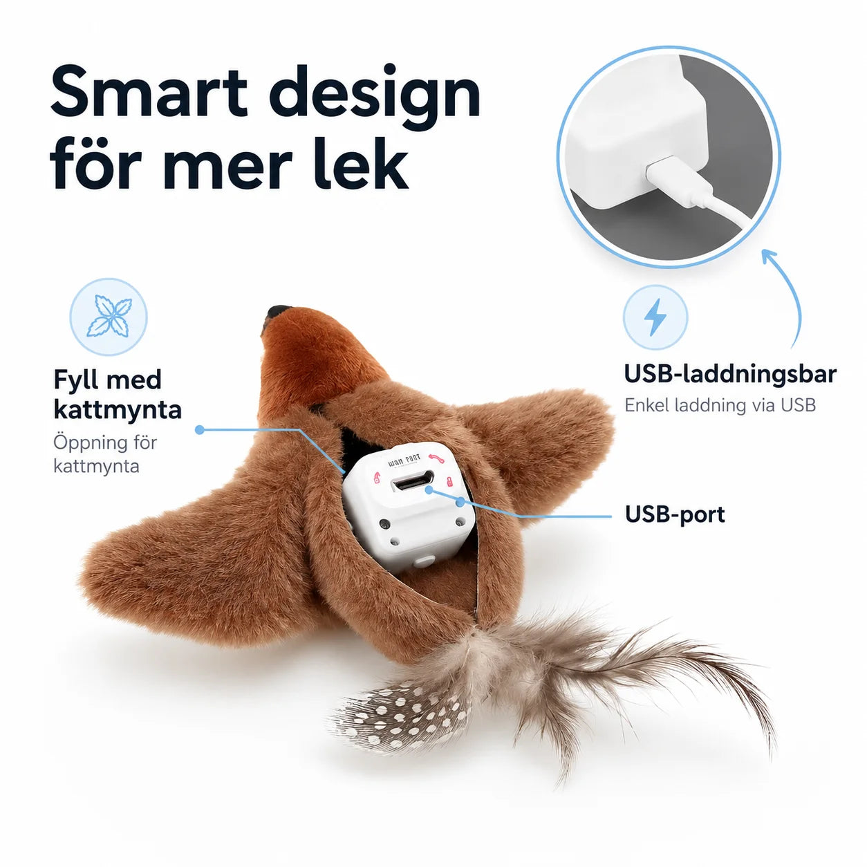 Interaktivt fuglekattelegetøj