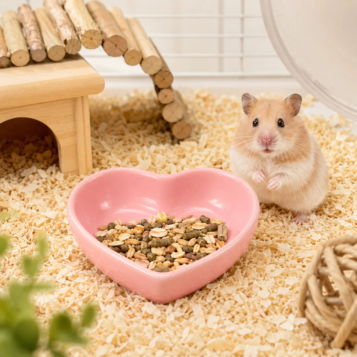Keramisk hamsterskål hjerteformet rotteskål husholdnings chinchillaskål hamstertilbehør marsvinskål